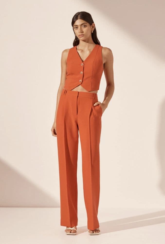 Shona Joy Structured Orange Irena Pants - Image 1