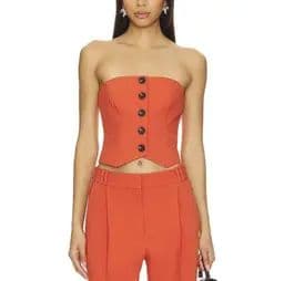 Shona Joy Irena Strapless Hibiscus Top - Image 1