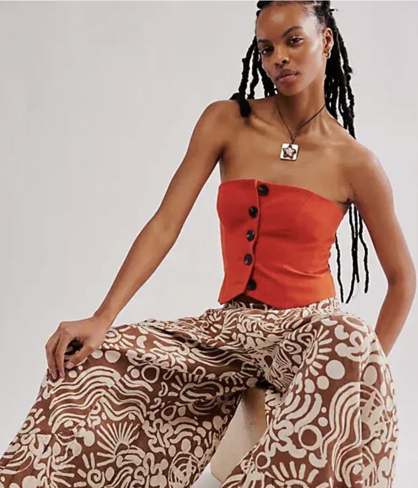Shona Joy Irena Strapless Hibiscus Top - Image 2