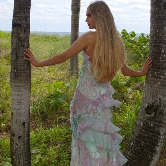 Loveshackfancy green and pink rialto dress - Image 1