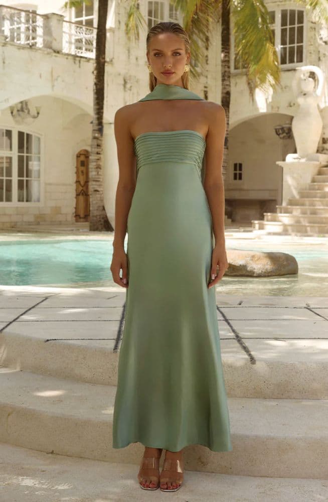 Elsa Maxi Dress in Sage - Image 1
