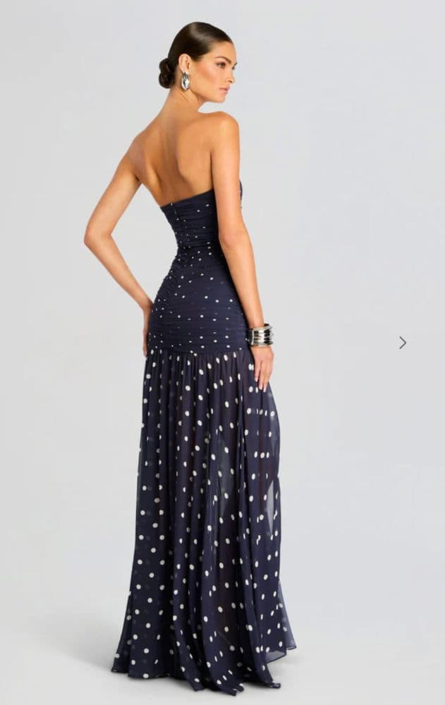 Annalise Dress in Navy Polka Dots - Image 4