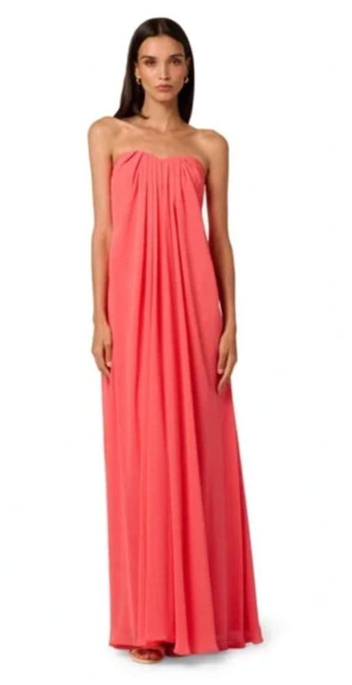 Strapless Maxi Dress in Coral - Image 1