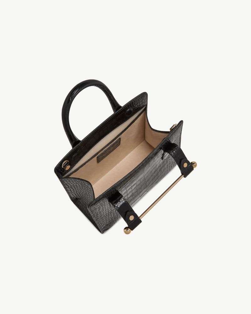 Strathberry Mini Tote | Croc-Embossed Black | Structured Luxury Handbag - Image 2