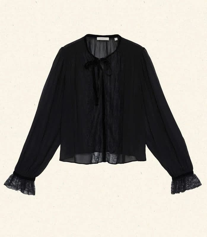 Dôen Leia Top | Black | Size S | Romantic Statement Blouse - Image 4