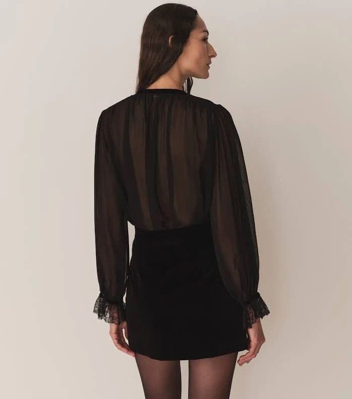 Dôen Leia Top | Black | Size S | Romantic Statement Blouse - Image 2