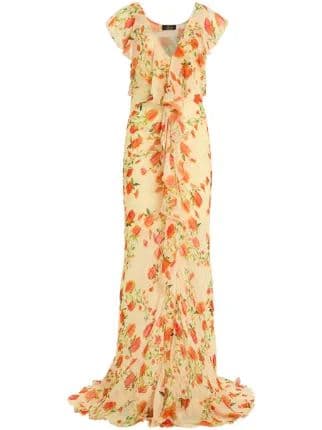 De La Vali Yellow and Red Gown with ruffles - Image 1