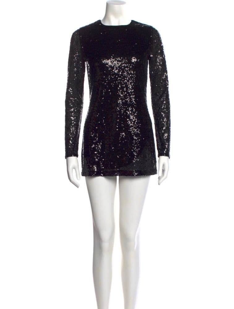 Reformation Black Sequin Long Sleeve Dress - Image 1