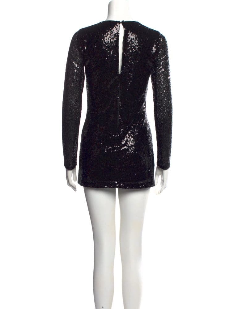 Reformation Black Sequin Long Sleeve Dress - Image 2