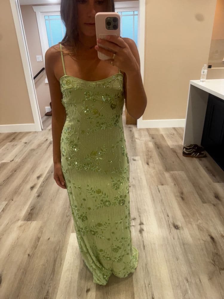 Green Beaded Dress - Image 3