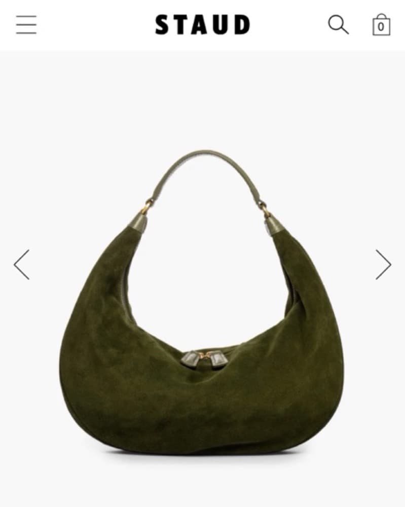 Staud Green Suede Shoulder Bag - Image 1