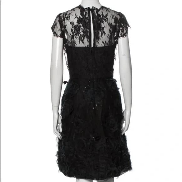 Oscar de la Renta Black Lace Holiday Cocktail Dress - Image 2