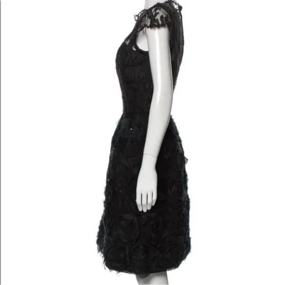 Oscar de la Renta Black Lace Holiday Cocktail Dress - Image 3