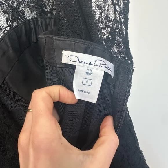 Oscar de la Renta Black Lace Holiday Cocktail Dress - Image 4