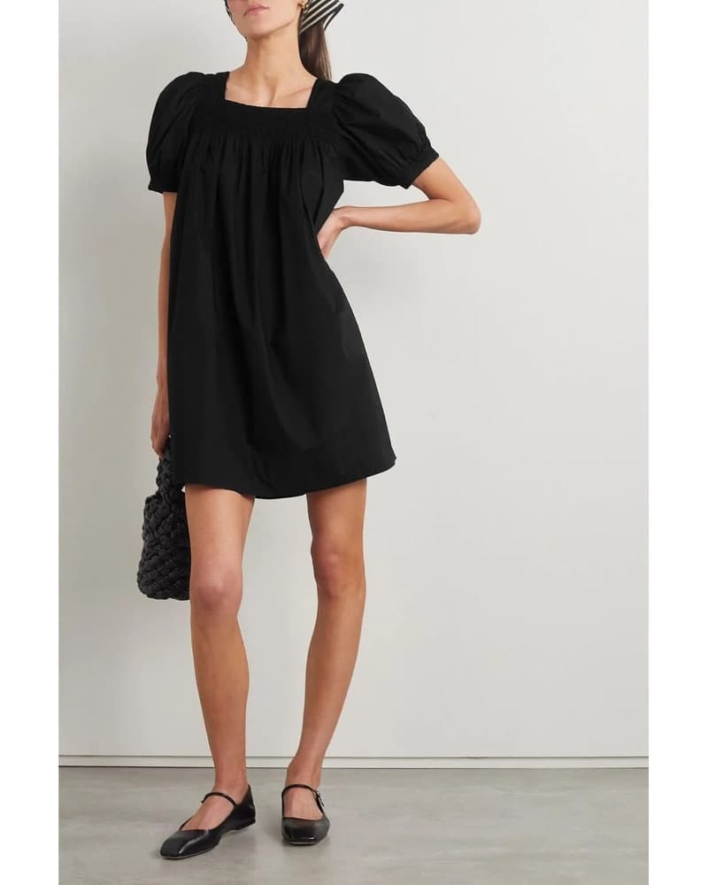 DÔEN Earhart Puff-Sleeve Black Minidress - Image 1