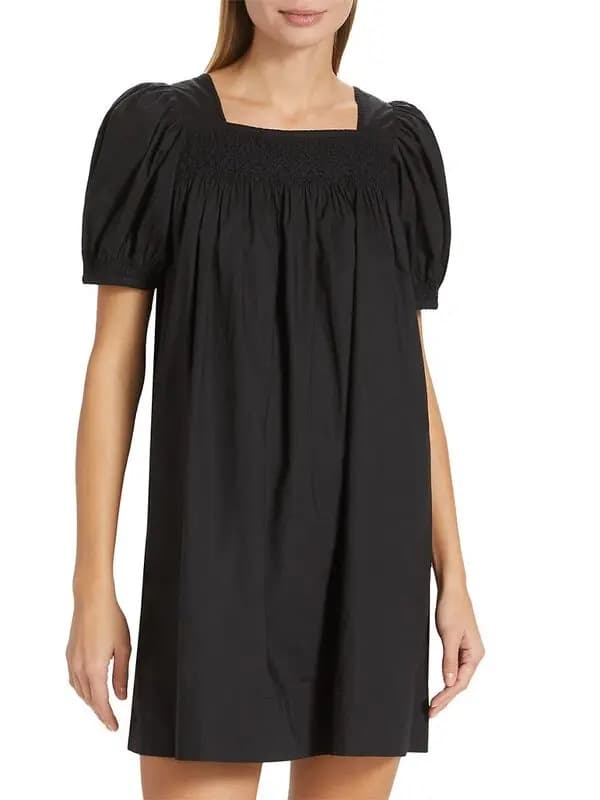 DÔEN Earhart Puff-Sleeve Black Minidress - Image 2