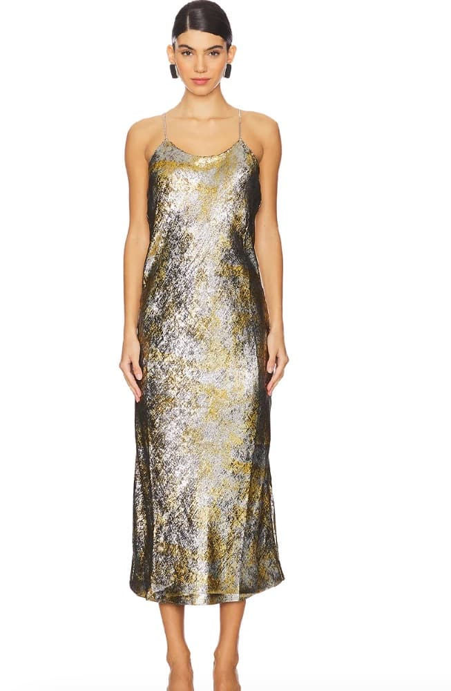 ba&sh gold silver metallic Flavia dress - Image 1