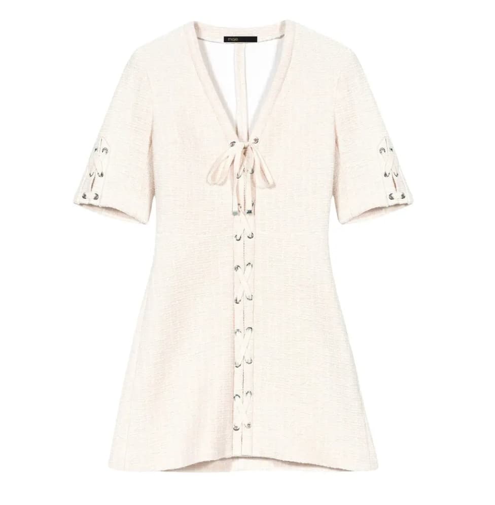 Maje Off White Short Tweed Dress - Image 2