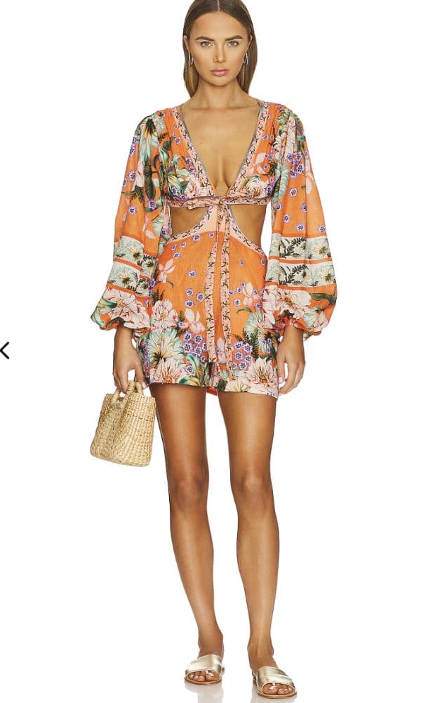 Orange Floral Romper - Image 2