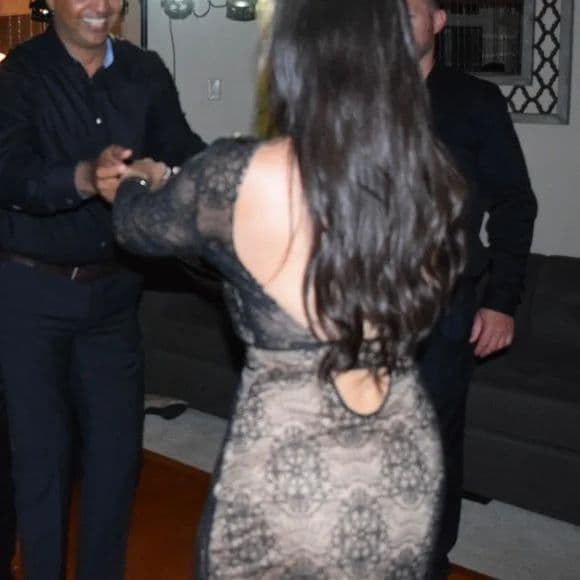 Black lace dress - floor length, formal, long sleeve, backless - Image 4