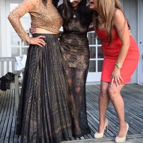 Black lace dress - floor length, formal, long sleeve, backless - Image 1