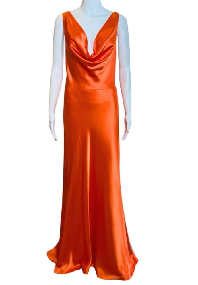 Orange Satin Gown - Image 1