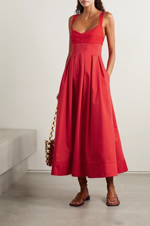 La Ligne Madeleine Dress in Tomato Red - Image 1