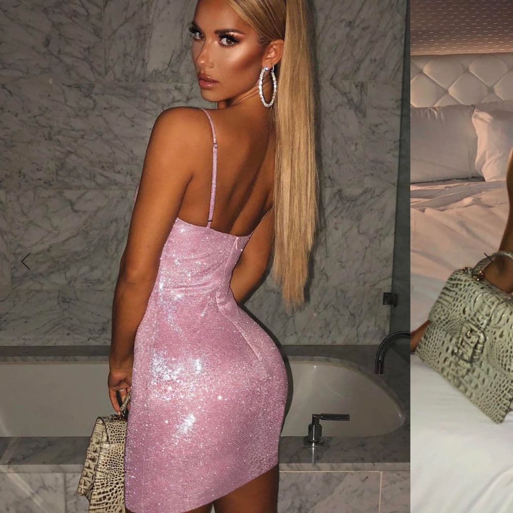 Baby Boo Mya Pink Sparkle Mini Dress - Image 2