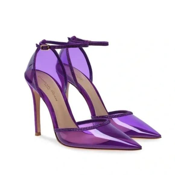 Gianvito Rossi Crystal Sabin Pumps Purple PVC Size 38.5 - Image 1