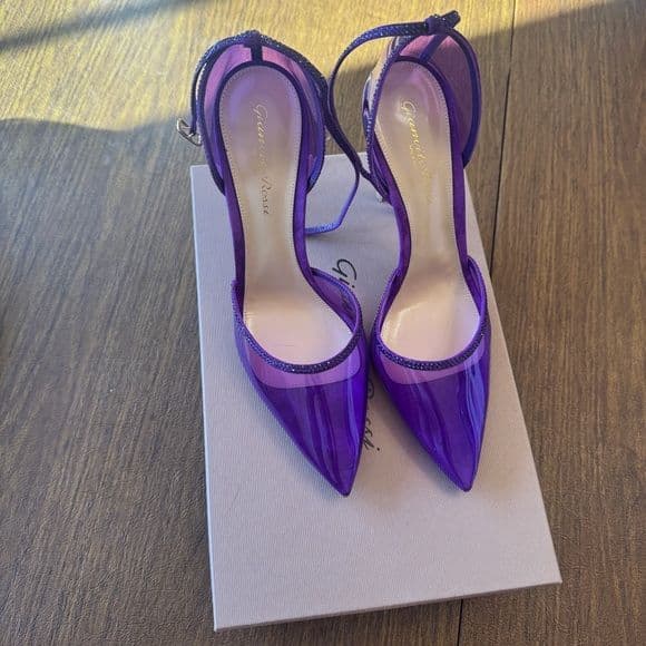 Gianvito Rossi Crystal Sabin Pumps Purple PVC Size 38.5 - Image 2
