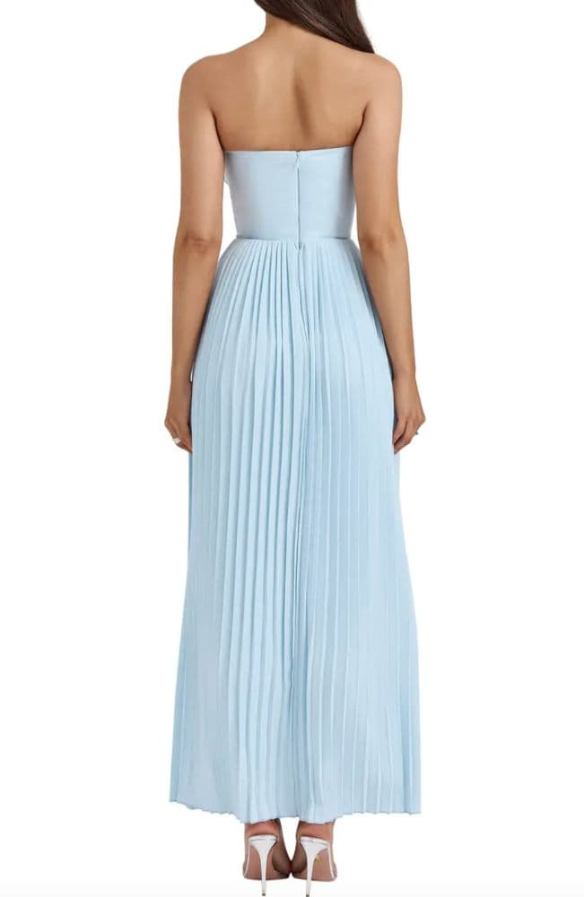 Marcella Ocean Blue Pleated Maxi Dress House of CB - Image 3