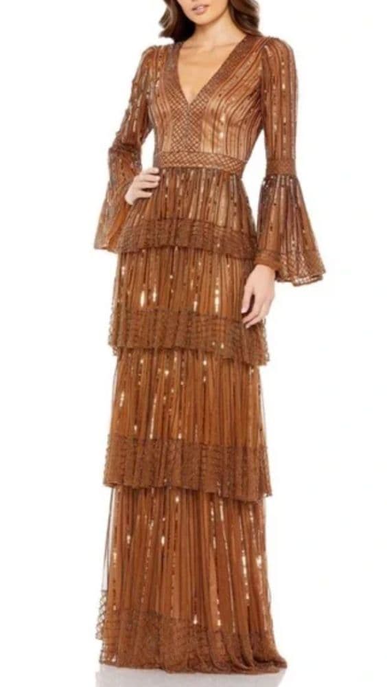 MAC DUGGAL Copper Beaded Gown 5442 - Image 1