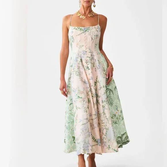 CAMILLA CORSET DRESS WITH LONG FLARED SKIRTDesigned in Australia, The Palacio Playground Corset Dress With Long Flared Skirt draws from Portugal's Pink Palace, the Palacio De Estoi, celebrating a rococo facade, grand arches, and Versailles-style gardens.  - Image 2