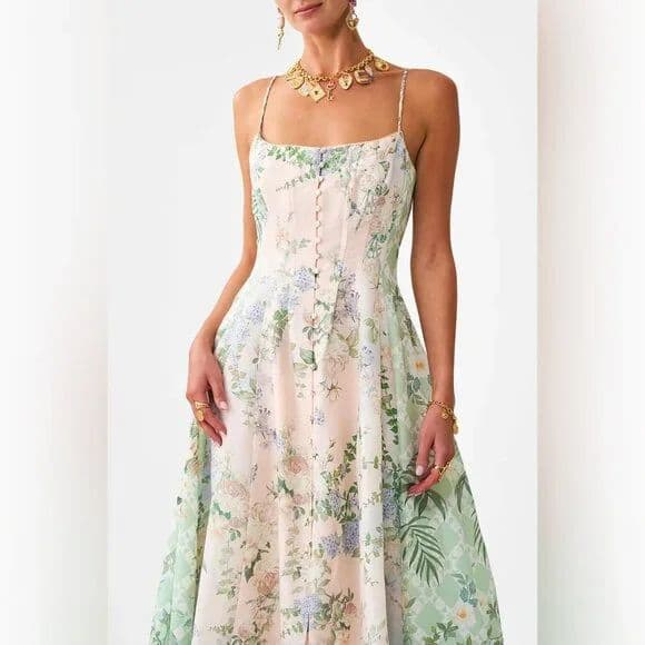 CAMILLA CORSET DRESS WITH LONG FLARED SKIRTDesigned in Australia, The Palacio Playground Corset Dress With Long Flared Skirt draws from Portugal's Pink Palace, the Palacio De Estoi, celebrating a rococo facade, grand arches, and Versailles-style gardens.  - Image 3