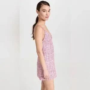 Alice & Olivia Carli Pink Tweed Mini Dress - Image 3