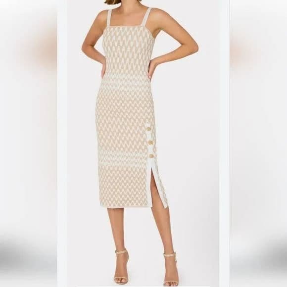 Milly Sleeveless Intarsia Midi Tank Dress - Image 2