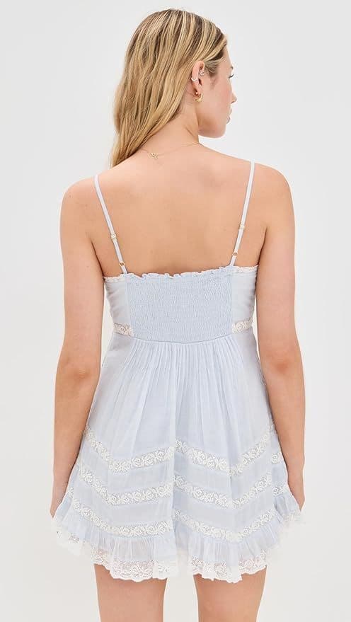 LoveShackFancy Alonna Lace-Trim A-Line Minidress - Image 2
