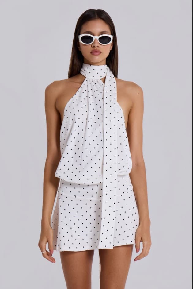 Jaded Ldn Enya Backless Mini Dress in Polkadot - Image 1