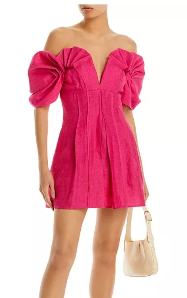 Cult Gaia Asal Off-the-Shoulder Puff Sleeve Dress - Image 3