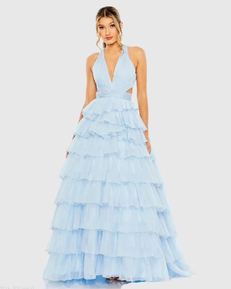 Mac Duggal Blue ruffles dress - Image 1