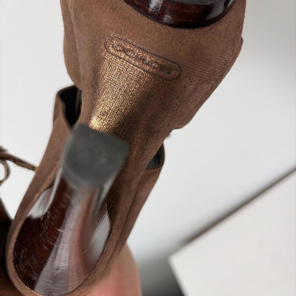 Vintage Coach brown leather platform lace up heels - Image 4