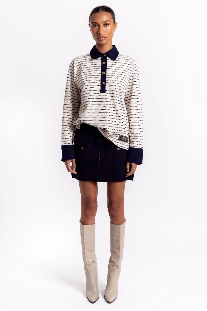 Ganni Sky Captain Boiled Wool Knit Mini Skirt - Image 2