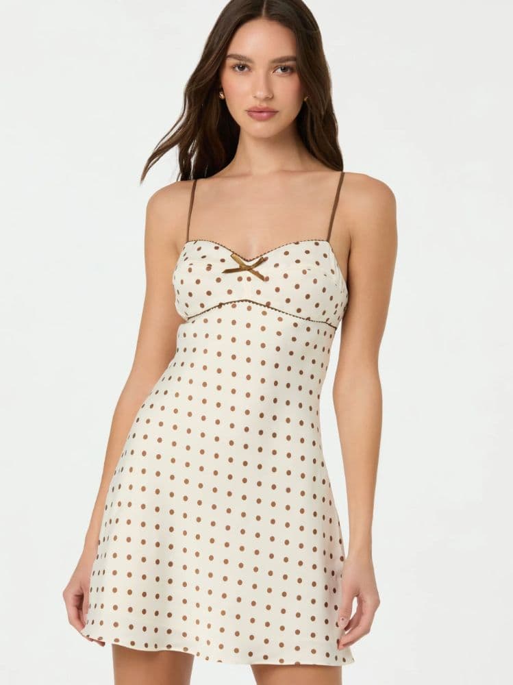 ASTR Satin Polka Dot Mini Dress - Image 1