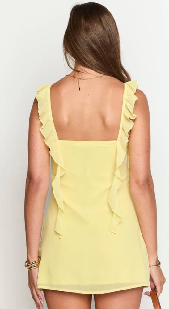 Beginning Boutique Joyce Yellow Chiffon Mini Dress - Image 2