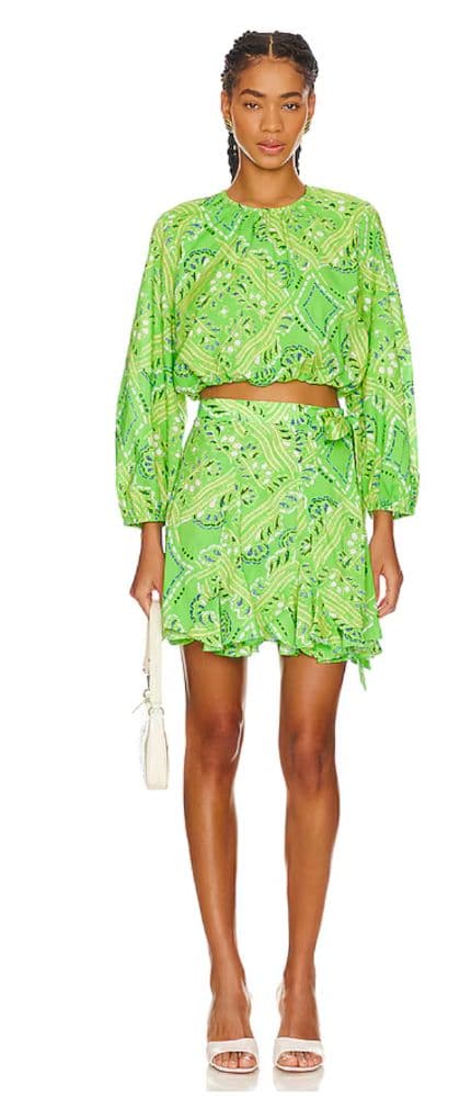 RHODE Willow Wrap Mini Skirt and Puff Sleeve Top - Set - Image 1