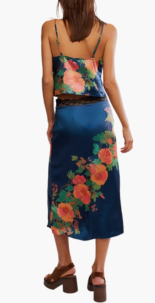 Free People Salvatore Floral Lace Trim Camisole & Midi Skirt Set - Image 2