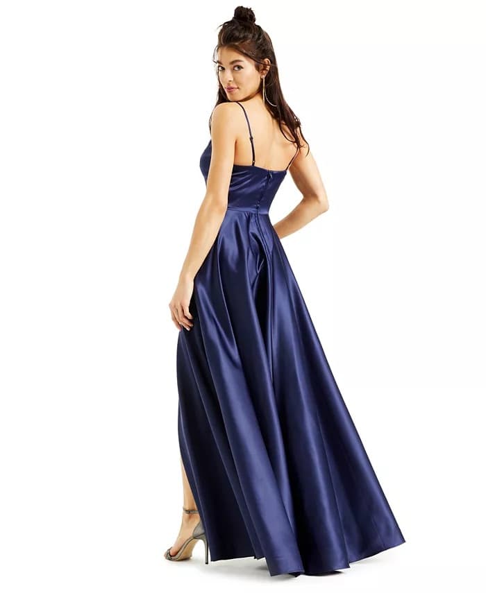 B DARLIN Satin Dark Blue Junior Gown Dress - Image 4
