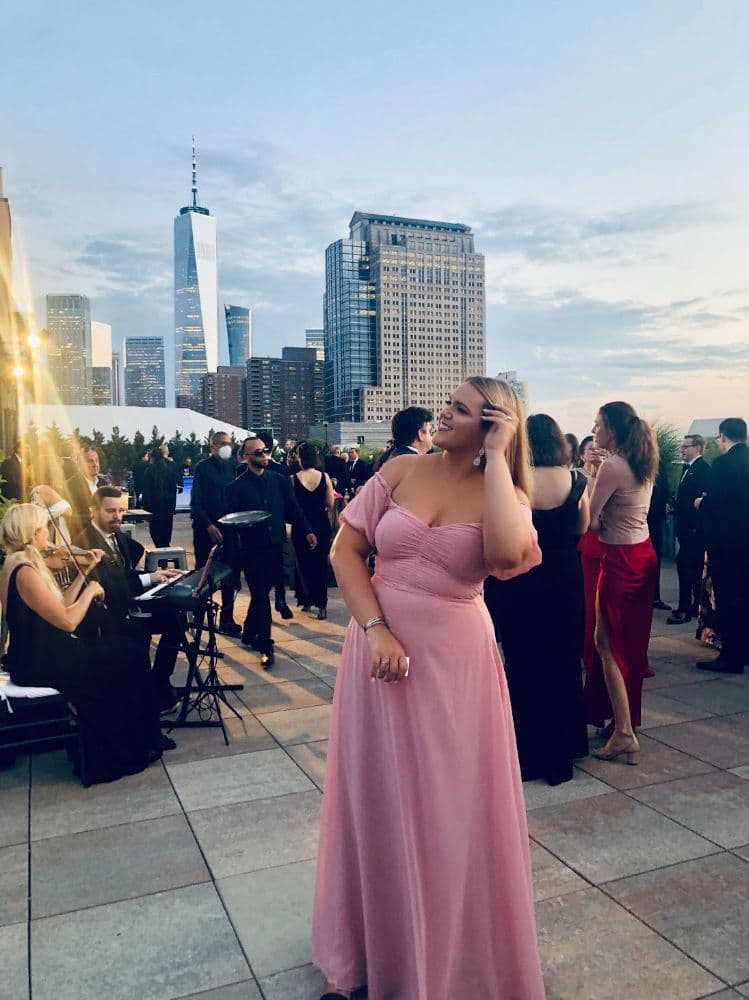 Light Bubblegum Pink Off-the-shoulder Gown - Image 1