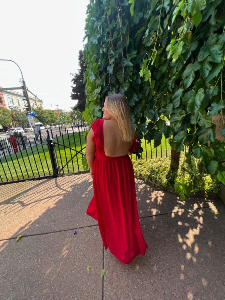 Ruby Red Ruffled Maxi – The Ultimate Guest Gown - Image 2