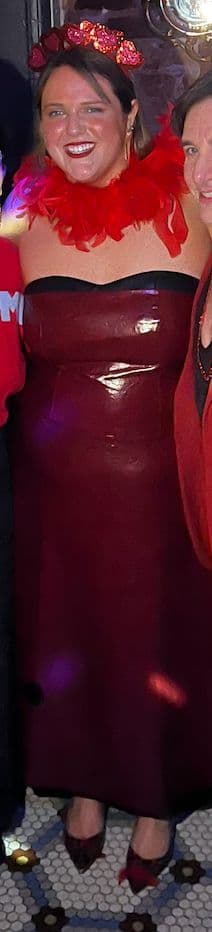 Burgundy Vinyl Edgy Strapless Dress - Image 2